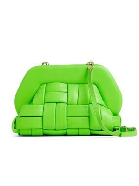 Themoirè Tia Bios Weaved Clutch Mantis Green Woven Vegan Crossbody Bag Italy